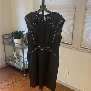Nanette Lepore Black Midi Dress with Silver Studs